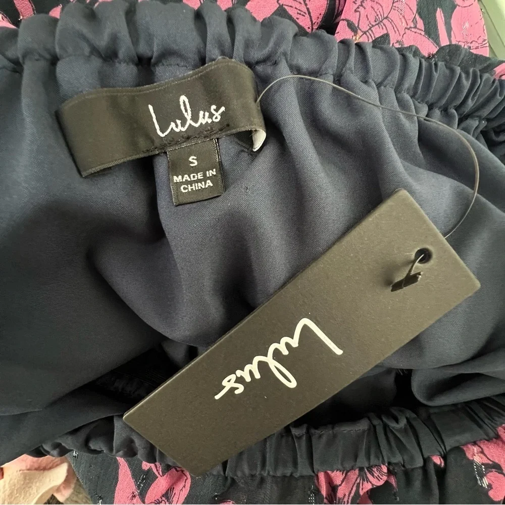 New Lulus Love and Blooms Navy Blue Floral Print Off The Shoulder maxi Dress - Picture 9 of 14